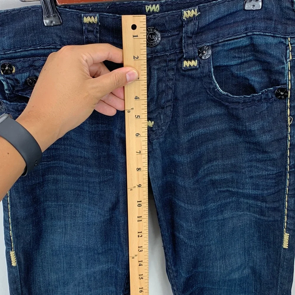True Religion Ricky Relaxed Straight‎ Jeans Women’s Blue Dark Wash Denim Size 28 - Picture 7 of 16